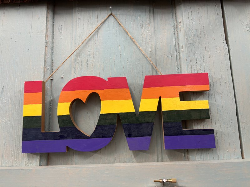 Rainbow LOVE Hanging Sign