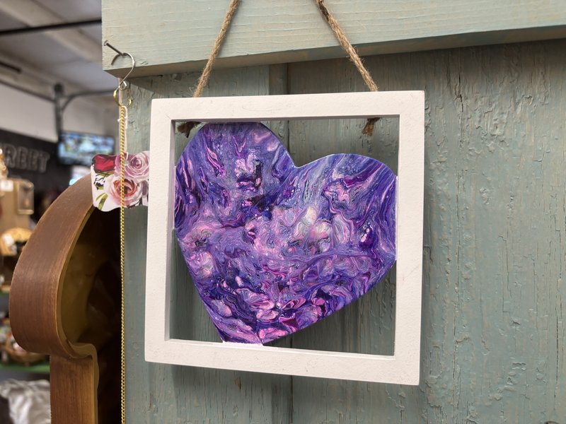 Purple Paint Poured Hanging Sign