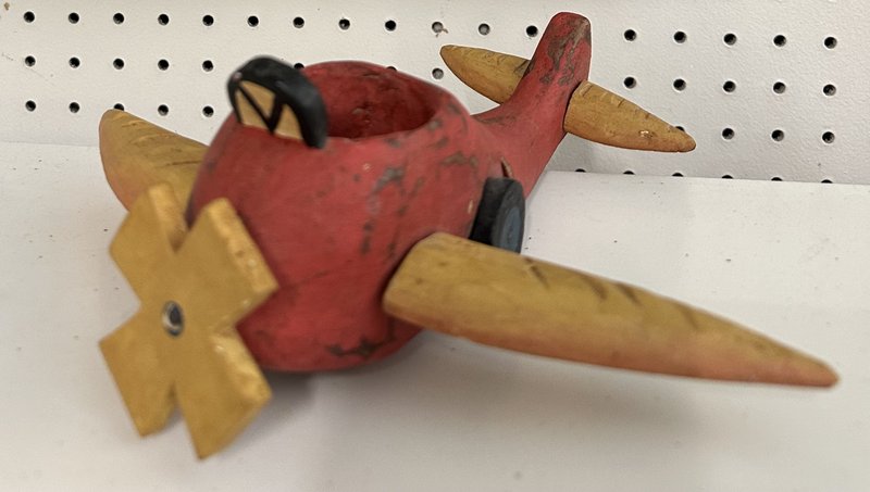hadncarved vintage airplane 10" x 10"