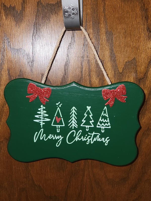 Green "Merry Christmas" plaque