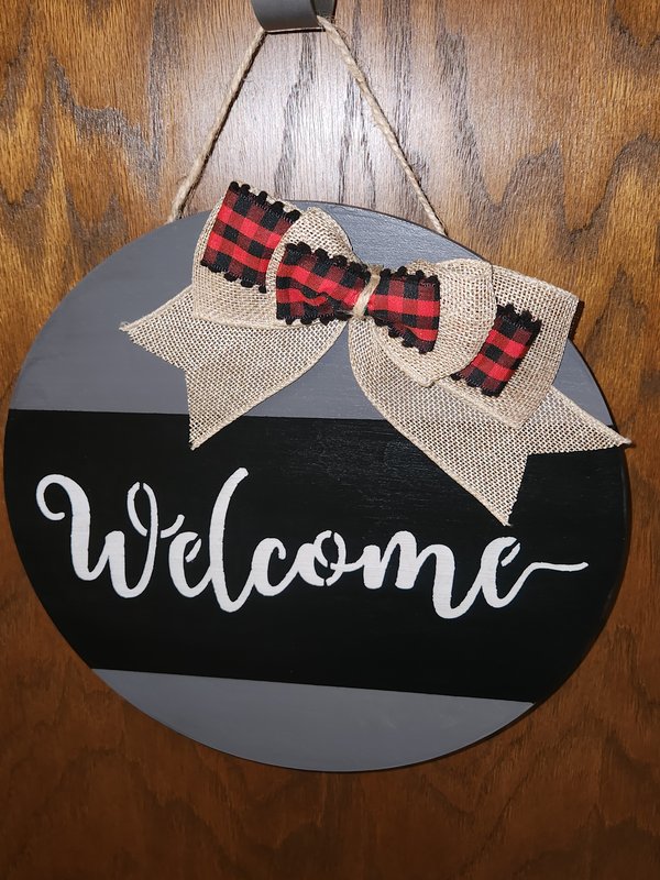 12" Charcoal "Welcome" door sign