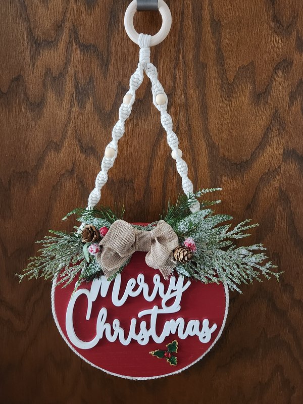 Red "Merry Christmas" hanging decor