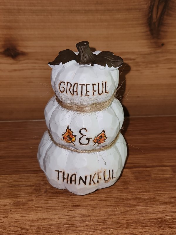 3 tier white pumpkin decor