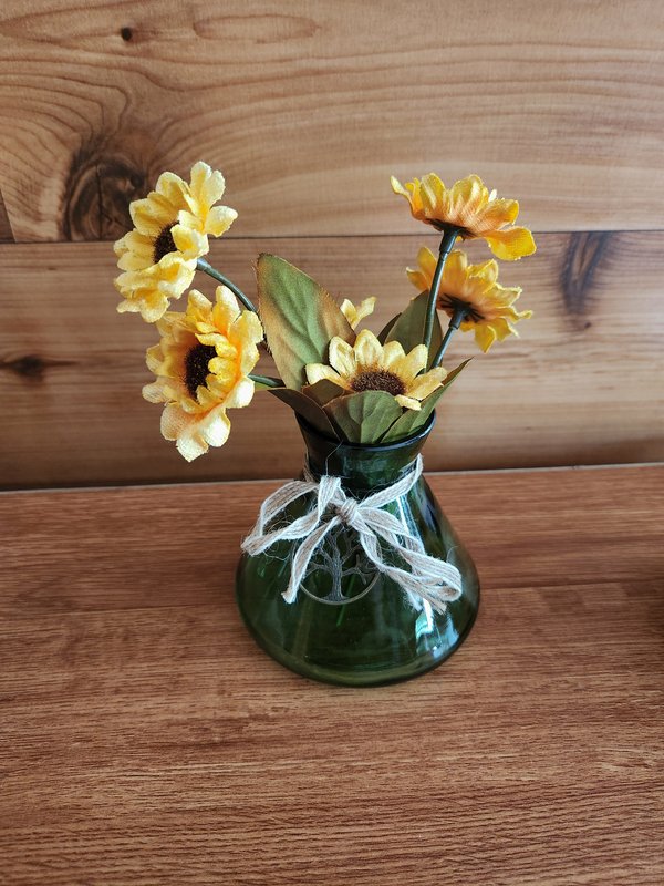 Small green floral vase