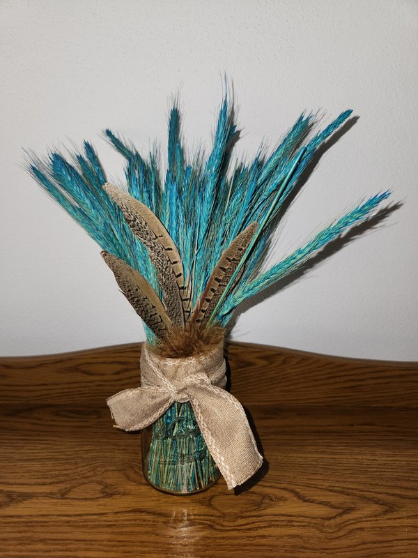 Blue stems with feather