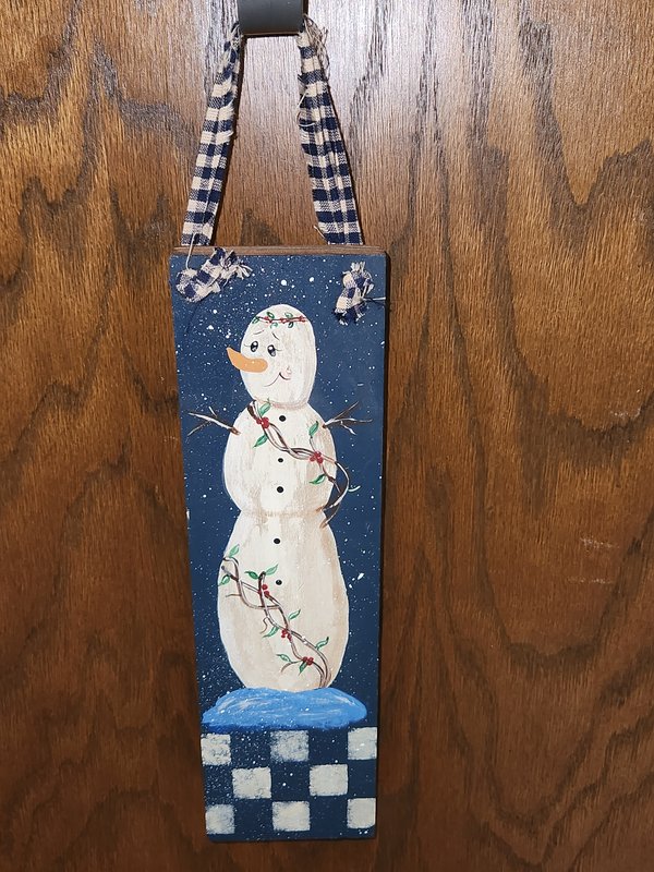 Plaid hanging snowman decor