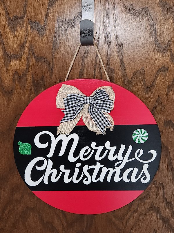 Red Merry Christmas round sign