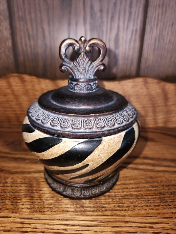 Brown zeb print jar with lid