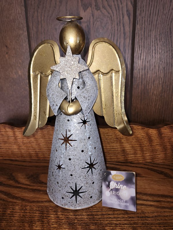 Shine Bright angel tea light holder