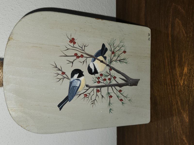 Wood shovel bird decor