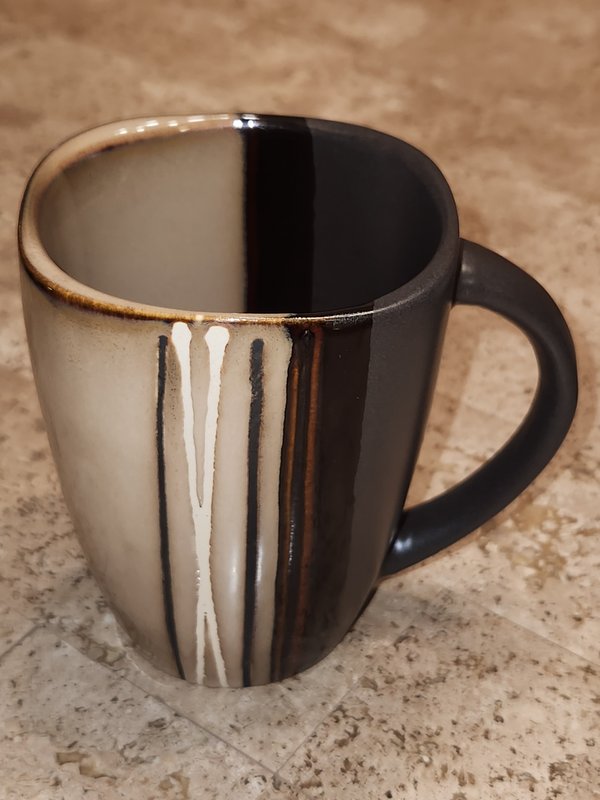 Brown striped coffee mug