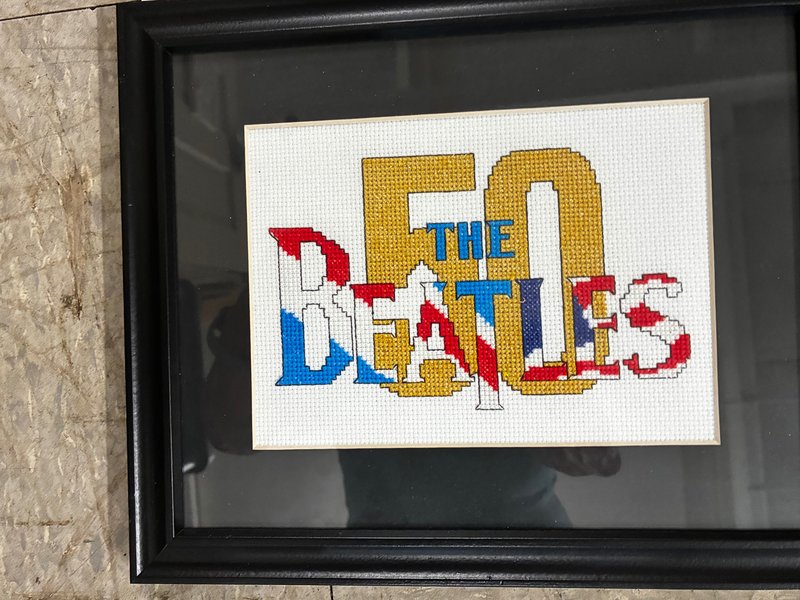 jk beatles crossstitched framed picture