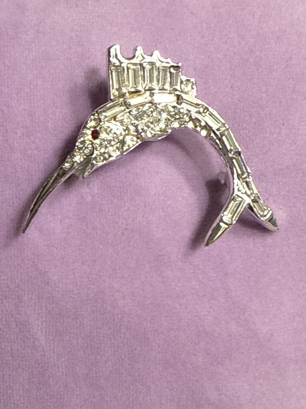 Rhinestone Swordfish Brooch
