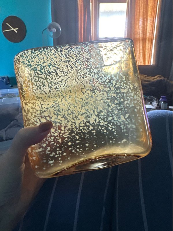 Gold glass square vase