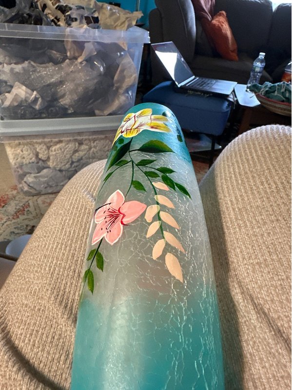 Hand painted crackle vase