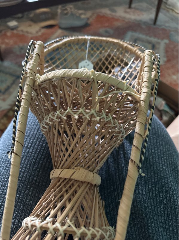 Rattan chair plant holder