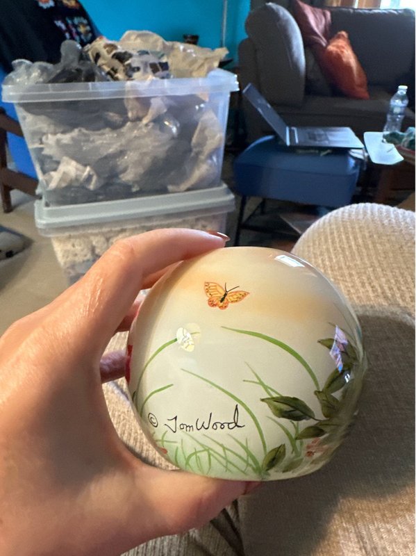 signed glass candle orb