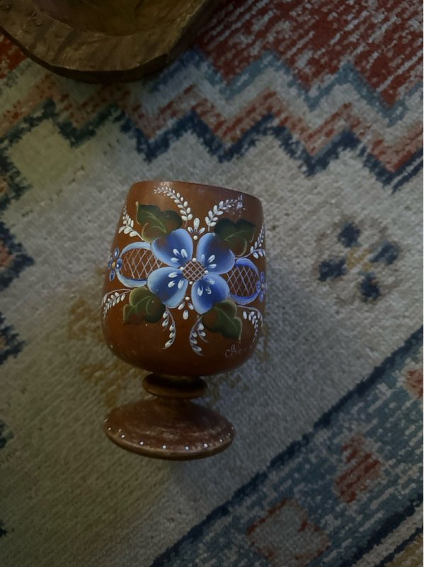 wood cup painted