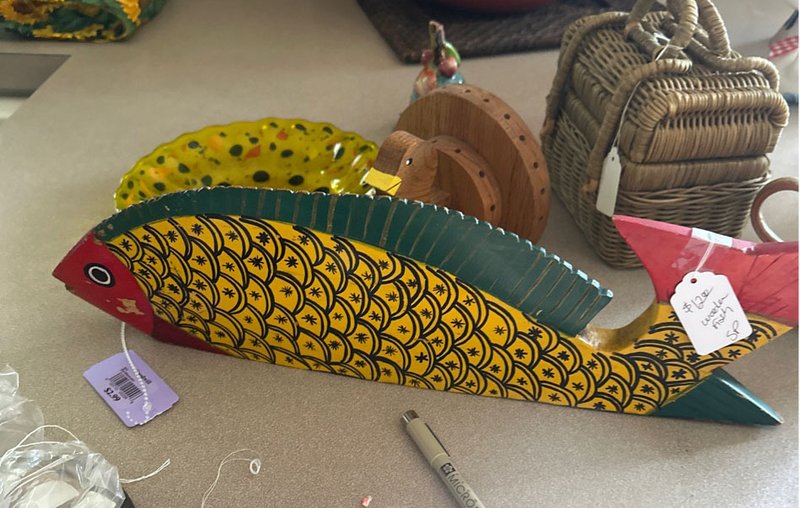 wooden painted fish