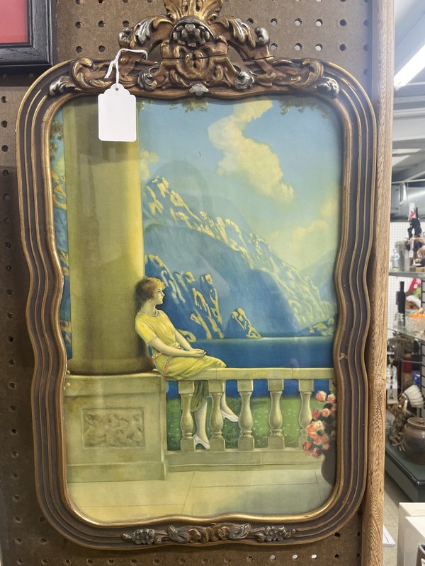 1920s Robert Atkinson Print of Woman on Balcony