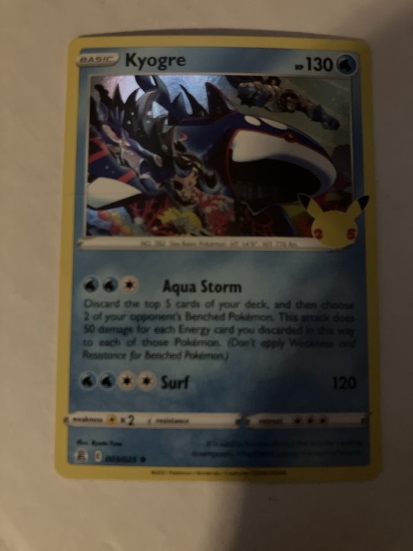 Kyogre 3/25 Celebrations Pokemon Card