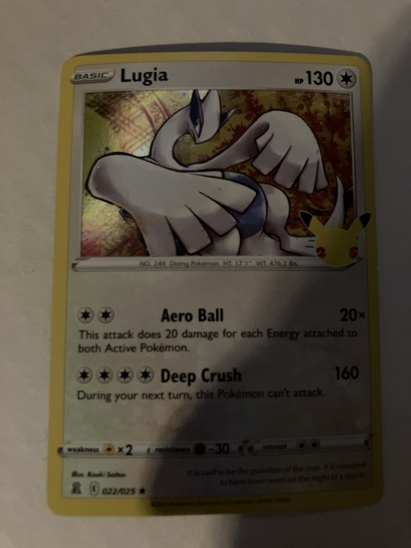 Lugia 22/25 Celebrations Pokemon Card