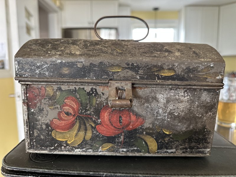 Vtg Toleware domed Document box
