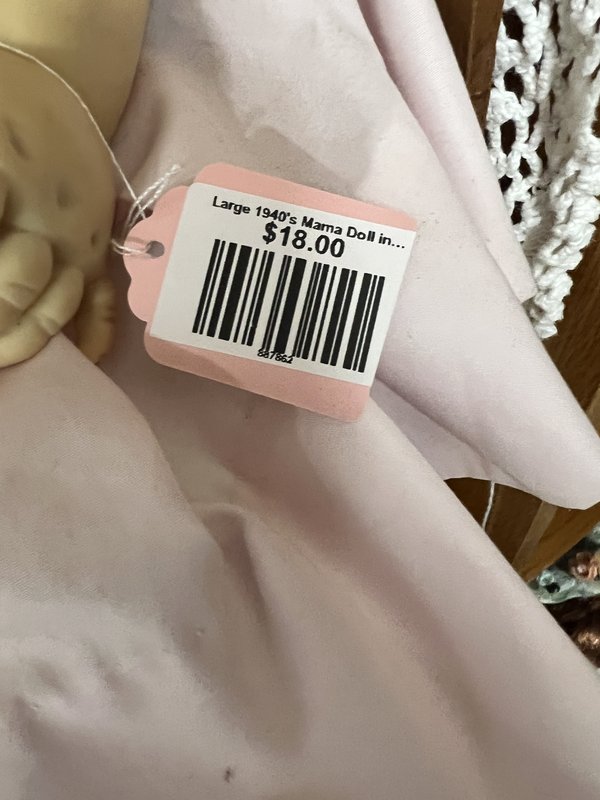 Large 1940's Mama Doll in Pink Dress