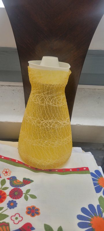 Yellow Spaghetti glass pitcher