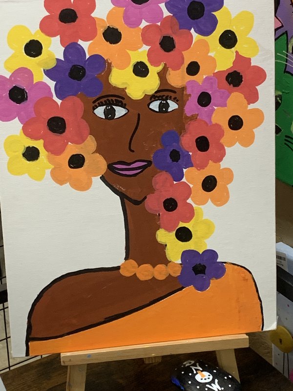 Floral Crown Woman Painting