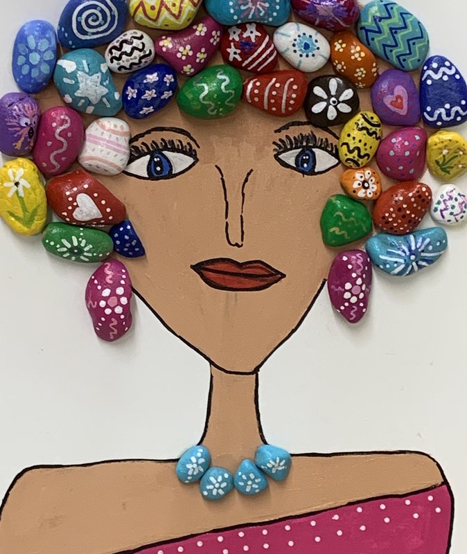 Painted Rock Lady Art