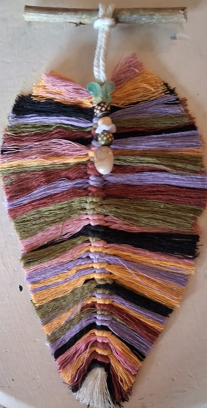 Macrame Wall Hanging with Wood and Beads