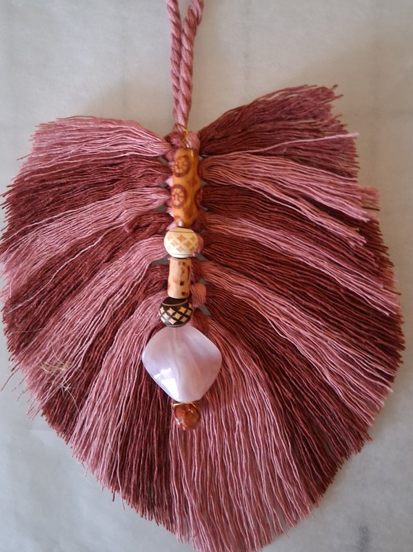 Beaded Fiber Art Leaf