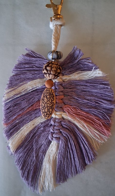 Macrame Feather Keychain