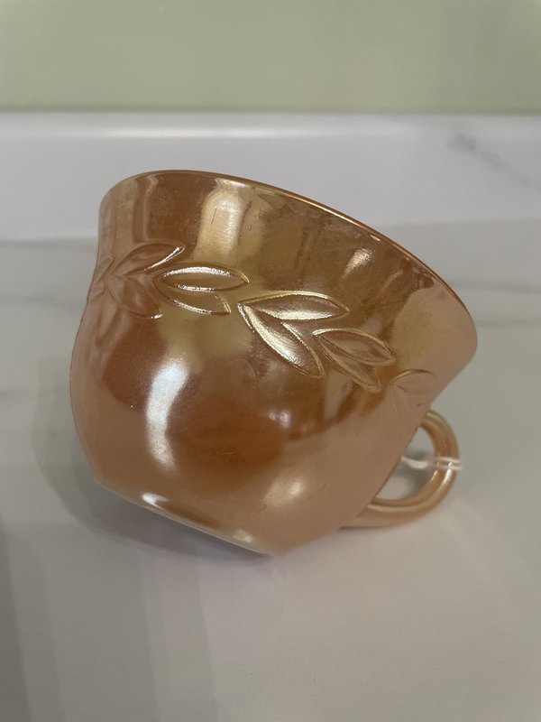 Vintage Peach Lustre Glass Tea Cup
