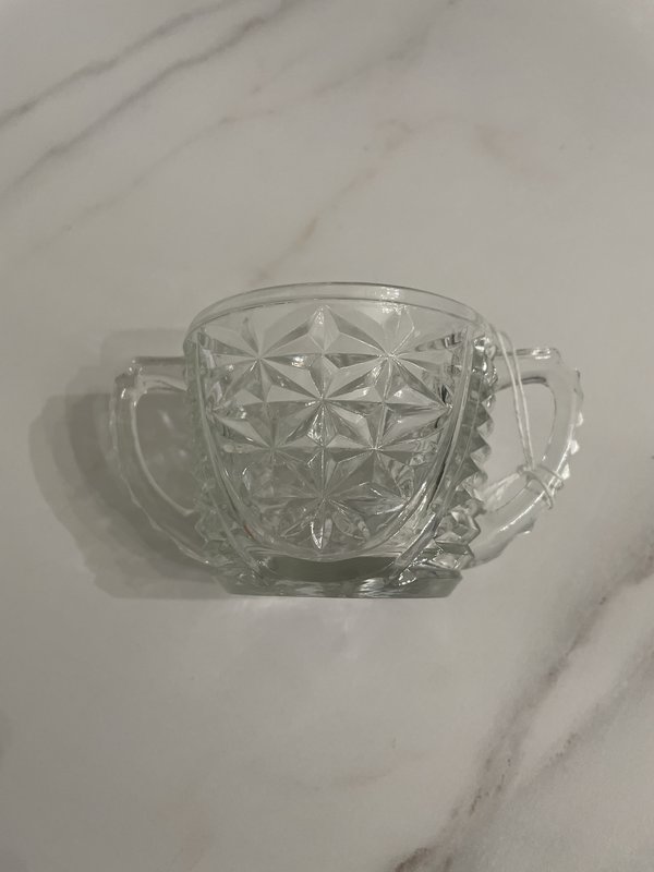 Vintage Clear Glass Sugar Bowl with Handle