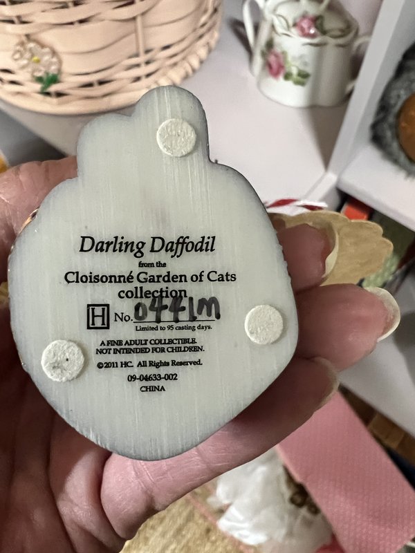 Darling Daffodil Cloisonné Cat Figurine