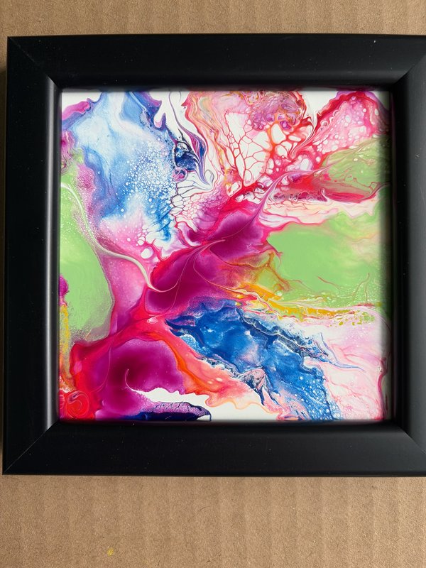 #194 Pink Explosion Blow Art 4”X 4”