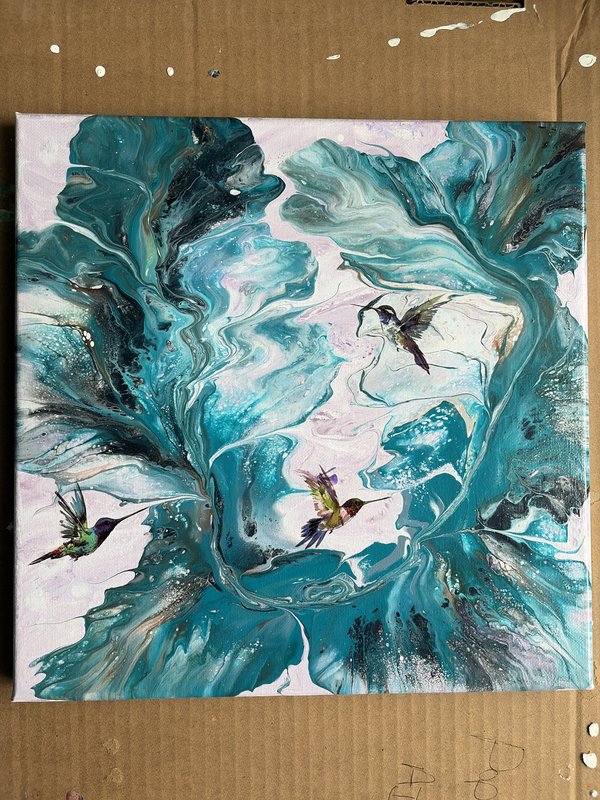 #177 3 Hums Away 12” X 12” Blow Art