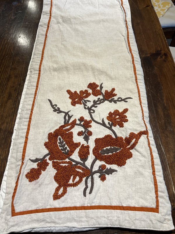 Embroidered Floral Table Runner