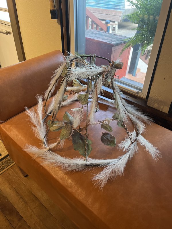 Floral lampshade with Feathers and Leaves