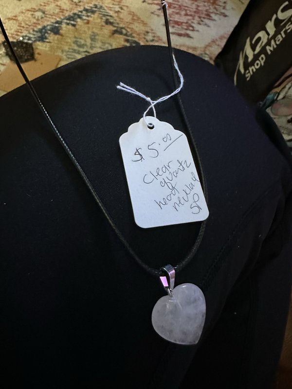 clear quartz heart necklace
