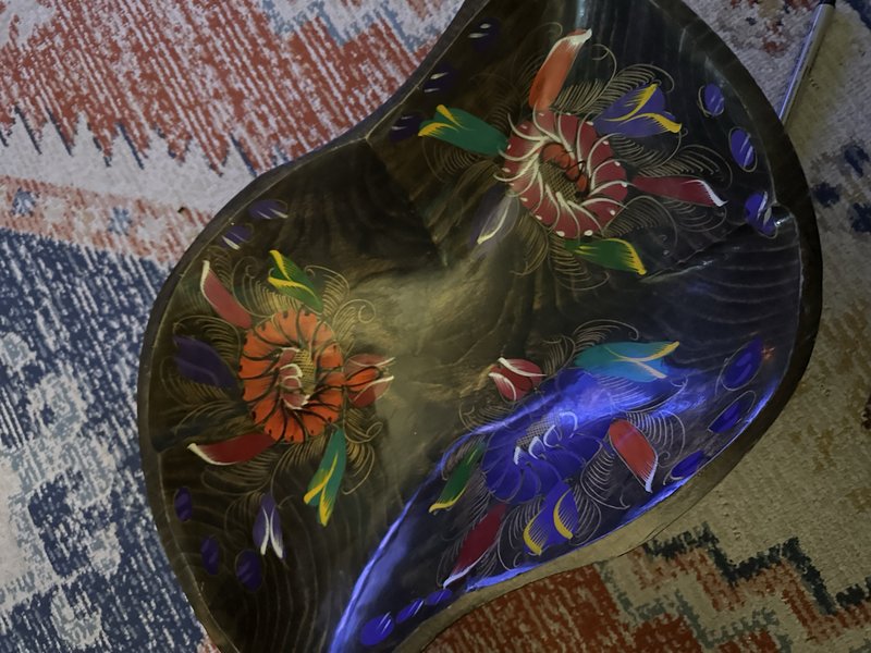 large painted wooden bowl