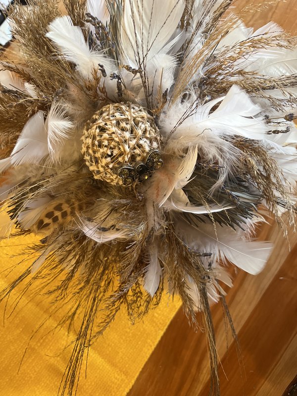 Feather and Twine Ball Ornament