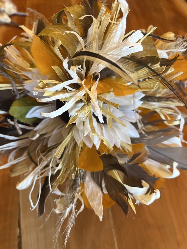 Feather and Raffia Bouquet