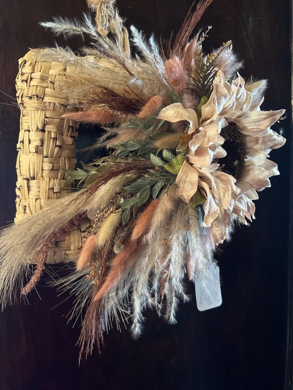 Dried Floral Arrangement in Woven wreath
