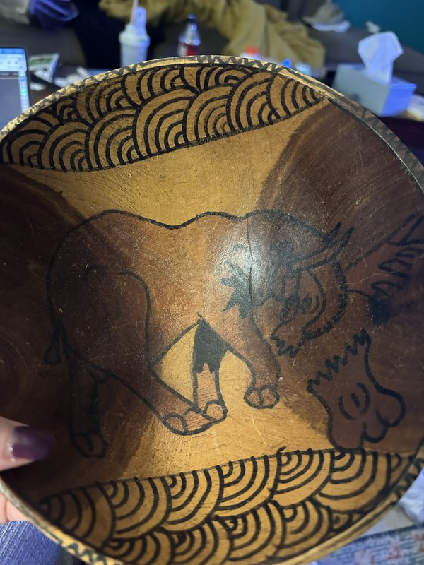 wooden elephant bowl