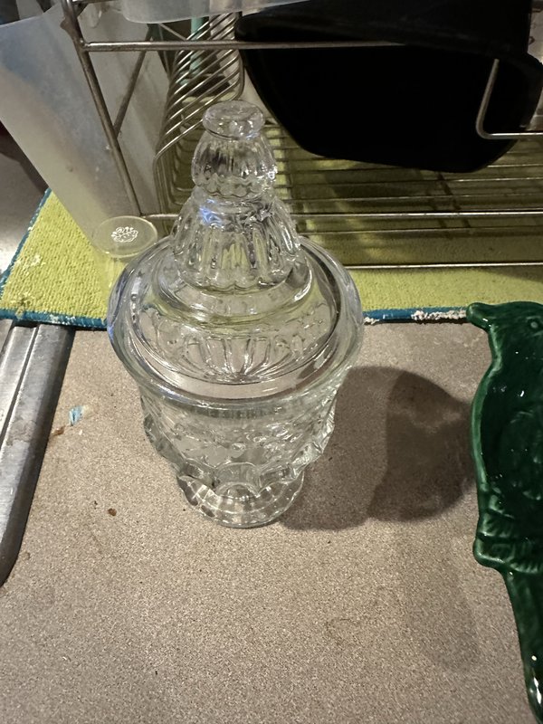 small clear dish with lid