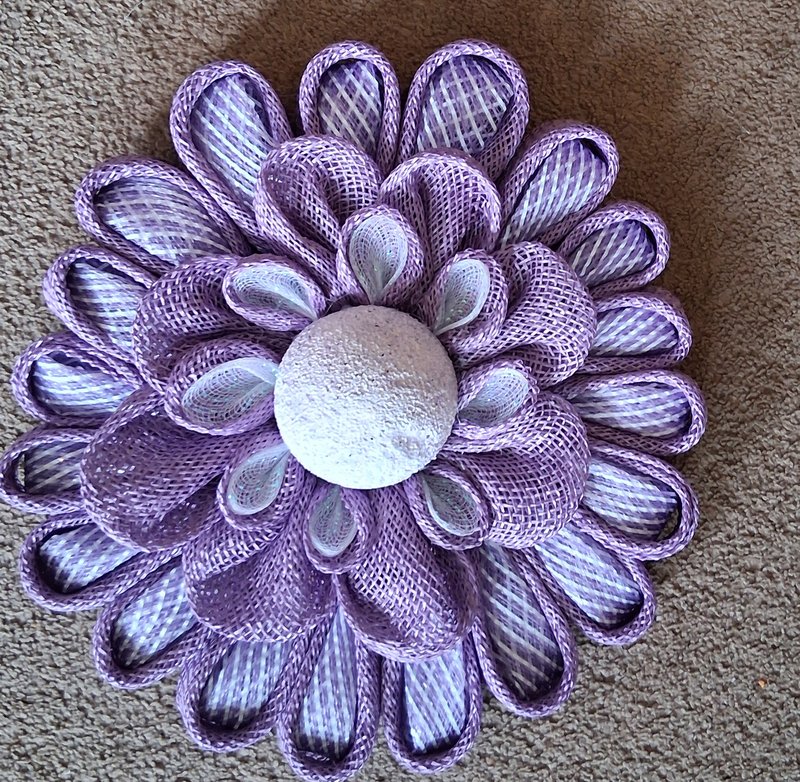Purple Mesh Flower Wreath
