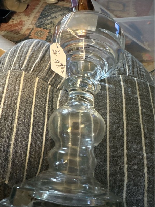 clear glass candle holder